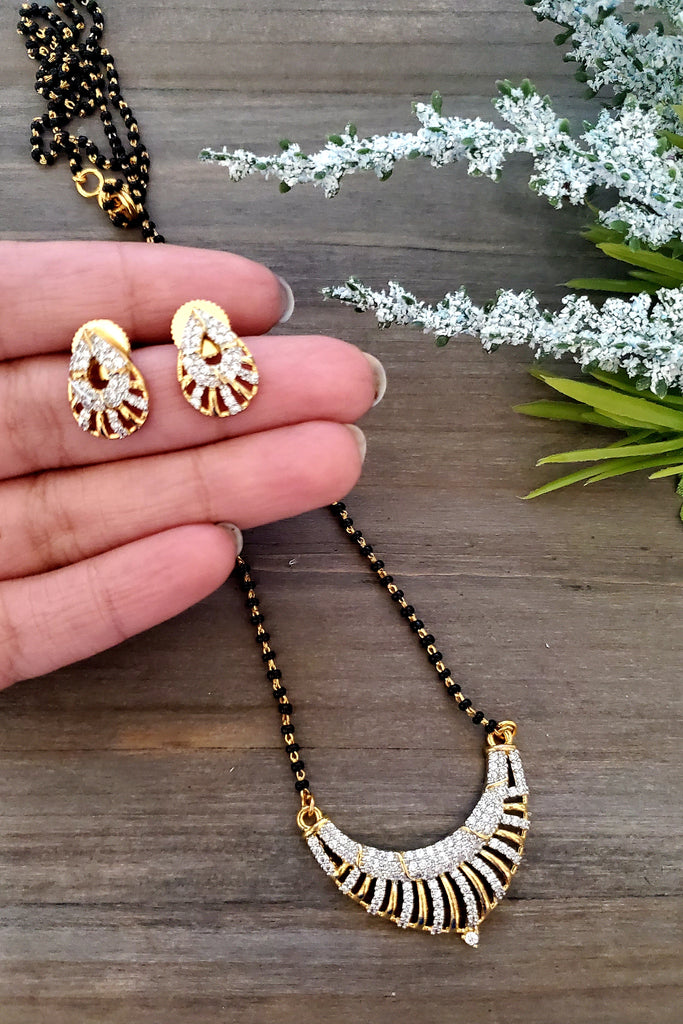 Aparna Gold Polish Mangalsutra Earrings Set – Gold She Said